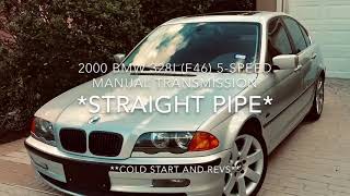 Bmw 328i e46 straight pipe exhaust with cold start and revs [upl. by Aralomo]