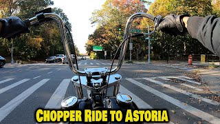 Softail Chopper  Ride to Astoria Park  4K [upl. by Valencia]