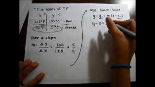 Deriving the Equations for °Celsius in terms of °Fahrenheit [upl. by Worthy]