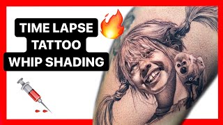 Time lapse TATTOO whip shading PUNTILLISMO DE ARRASTRE [upl. by Mayne144]