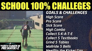 Tony Hawk pro skater  SCHOOL Park Goals Guide 100 Remastered Bell Location TEXTBOOKS amp TAPE [upl. by Yrak840]