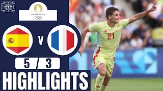 Spain vs France  53  Mens Football  Paris 2024 Highlights  france vs spain [upl. by Akierdna]