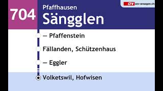 VBZ Ansagen 704 Zürich Klusplatz – Pfaffhausen – Fällanden – Schwerzenbach – Volketswil Hofwisen [upl. by Romney]