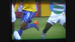 Luis Fabiano amazing goal brazil v ivory coast Handball [upl. by Hedwiga]