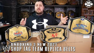 Unboxing 3 New WWE Shop Tag Team Replica Belts [upl. by Atalya676]