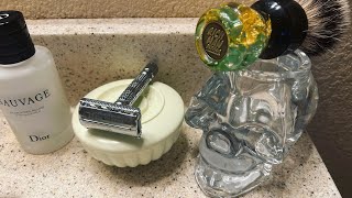 Vikings Blade Chieftain DE razor revisited Dr Selby Shave Soap Rich Man Shaving Brush amp Sauvage [upl. by Andria]