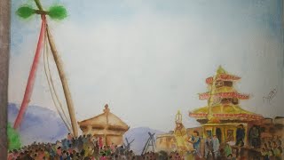 Biska jatra water colour [upl. by Xonnel100]