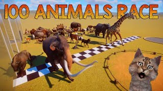 100 Animals Race in Planet Zoo included Mammoth Elephant Ostrich Hippo Giraffe Rhino amp Bison [upl. by Gatian286]