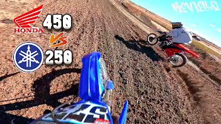 YZ250 VS CRF450R BATTLES [upl. by Olmstead]