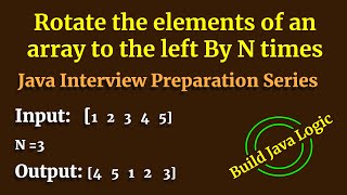 Java Program to Rotate the elements of an array to the left By N times  Interview Question Answers [upl. by Wehtta]