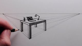 How to Draw a Table using TwoPoint Perspective Narrated [upl. by Nagah]