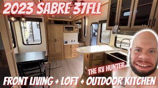 2023 Sabre 37FLL  Front Living 5th Wheel with a Loft  Wood Look [upl. by Lednahs]