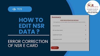 How to edit nsr data error correction of nsr e card  TCS [upl. by Soo]