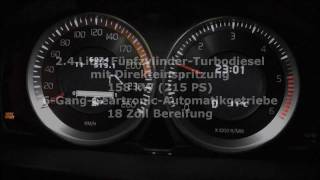 Volvo S80 D5 24 Executive 215 PS Acceleration Beschleunigung 0100 kmh [upl. by Nnylireg]