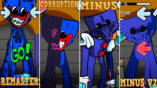 FNF Huggy Wuggy REMASTERED VS CORRUPTION VS MINUS WUGGY vs Huggy V2  FULL HORROR GAME [upl. by Eula163]