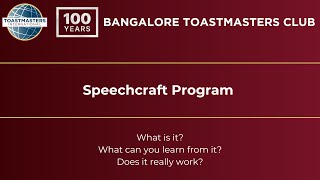 Speechcraft by Bangalore Toastmasters Club [upl. by Arihaz]