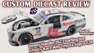 CUSTOM NASCAR Diecast Review ep290 Denny Hamlin 2023 Darlington Xfinity Race Win Toyota Supra 124 [upl. by Reidar920]