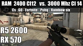 RAM 2400 vs 3000 Mhz Games Competitivos [upl. by Ojahtnamas]