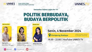 🔴  LIVE  Sarasehan Selasa Legen ke111  quotPolitik Berbudaya Budaya Berpolitikquot [upl. by Latini]