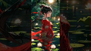 Beautiful Girls in Red Dancing at Lotus Pond Moonlight Elegance viral anime video [upl. by Elbertina]