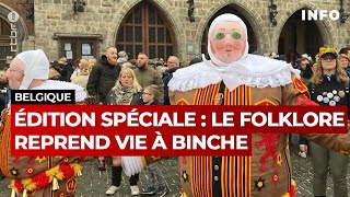 Binche  le carnaval reprend ses droits record de participation et dengouement  RTBF Info [upl. by Ahsiuqal32]