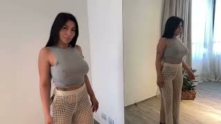 4K Sheer Mesh Crop Tops Try On Review No Bra Challenge 2024 [upl. by Cher]