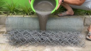 The best Cement DIY Pots at home Tips make Plant pots from Iron nets and Cement [upl. by Schulein]