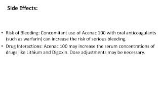 Acenac 100 Uses Interactions and Precautions [upl. by Nyltyak]