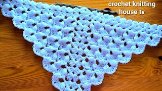 châle triangle débutant au crochet super joli très facile pour débutants crochet knitting house tv [upl. by Ajnin939]