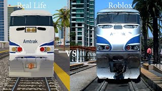 Amtrak Pacific Surfliner Roblox vs Real Life  Part 2 [upl. by Talanian]