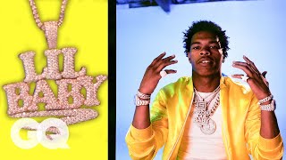 Lil Baby Shows Off His Insane Jewelry Collection  On the Rocks  GQ [upl. by Dnilasor]