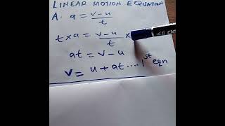 Linear Motion Equations 1st Equation [upl. by Aitnwahs]