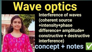 wave optics interference of waves  coherent sourcesconstructive and destructive interference [upl. by Mackey]