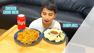 Eating Chicken Chow Mein and Dumplings  Mukbang  Golden Bite [upl. by Polloch]