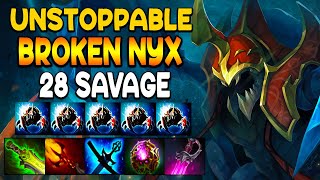 ULTRA INSANE NYX ASSASSIN  BROKEN 28 SAVAGE  UNSTOPPABLE  DOTA 2 GAMEPLAY [upl. by Enitsirhc350]