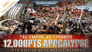 Tau Empire vs Tyranids APOCALYPSE Warhammer 40K 10th Edition Battle Report 12000pts [upl. by Elga]