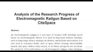 Analysis of the Research Progress of Electromagnetic Railgun Based on CiteSpace [upl. by Rundgren]