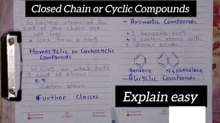 Closed ChainCyclic CompoundsClassification of Organic CompoundsClass 10Chemistry [upl. by Mihe]