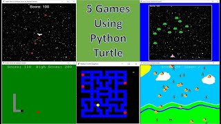 5 Games Using Python Turtle with source code [upl. by Syst]