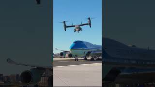 United States Osprey V22 escorting Air Force One and landing [upl. by Budworth]