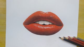 HOW TO DRAW REALISTIC LIPS USING COLORED PENCILS  EASY STEP BY STEP [upl. by Uokes]