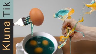 ASMR with food Crushing eggshells slurping blue egg soup and more very satisfying sounds No talk [upl. by Portie108]