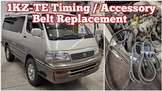 Toyota Hiace Timing Belt Replacement ACAlternator Belts 1KZTE Turbodiesel [upl. by Willett]