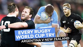 Every Rugby World Cup try from Argentina v New Zealand [upl. by Nnayelhsa]