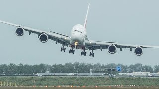 Unbelievable AIRBUS A380 CROSSWIND LANDING GO AROUND  SHARP RIGHT TURN during a STORM 4K [upl. by Kcirddot]