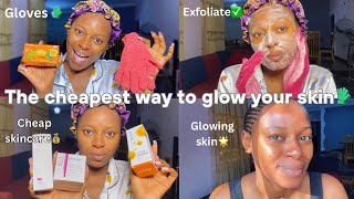 How to exfoliate your face using bath gloves🧤for a smooth radiant skin  affordable night routine [upl. by Millian]