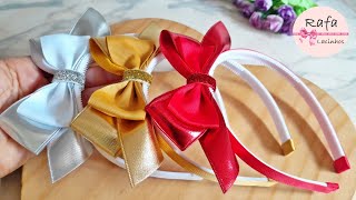 Como fazer uma tiara bonita para o Natal 🎀 Laço Lindo em Pé e Super fácil 🎄 By Rafa Lacinhos [upl. by Annorah541]