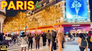 Paris France 🇫🇷  4k PARIS Christmas Walk 2024 ✨Festive Holiday Lights Paris Walk 🎄 With Captions [upl. by Otreblaug]