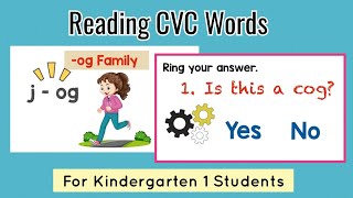 Reading CVC words  The og Family  Kindergarten 1 Lesson [upl. by Nigen]