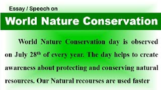 Speech Essay on Nature Conservation day in English 2021  World Nature conservation day essay [upl. by Erdnoed]